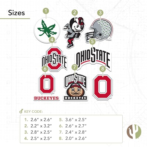 Ohio State Buckeyes Vinyl Sticker Decal - 8 Pcs Set