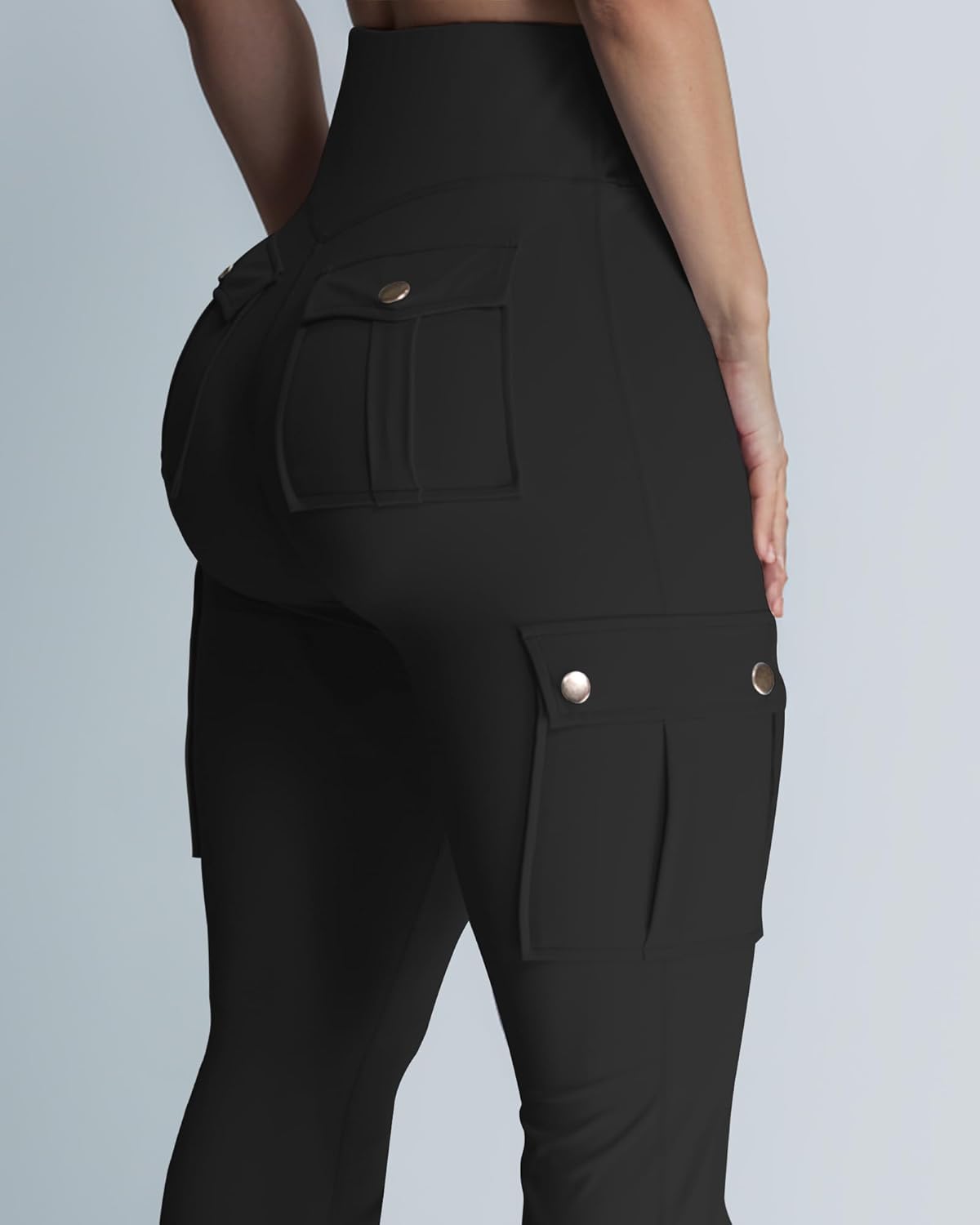 Wavar Women’s Flare Leggings - High Waisted Butt Lifting Cargo Pants with Pockets | Tummy Control