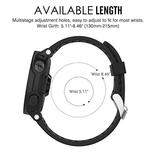 Silicone Watch Band for Garmin Forerunner 235 - Black & Black