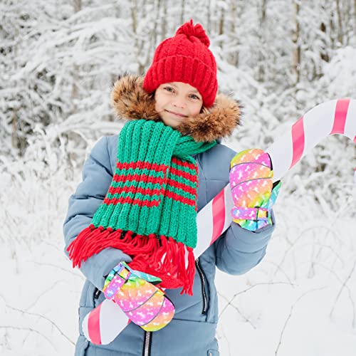 Kids Waterproof Ski Gloves - Toddler Mittens, Rainbow Unicorn, Small