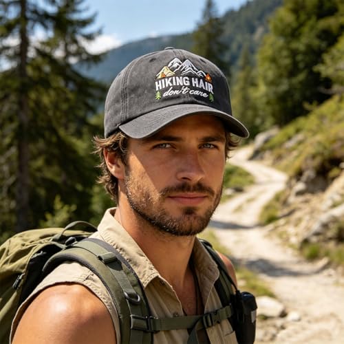 Hiking Hair Don't Hat - Black Baseball Cap for Men & Women