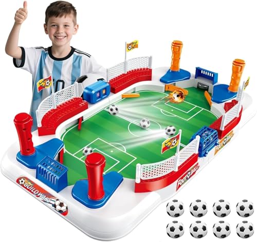 Mini Foosball Table - Indoor Soccer Game with Dual Flipper Controls & 3cm Fences