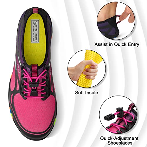 Quick Dry Water Shoes for Men Women - 8.5 Women/7 Men - Purple