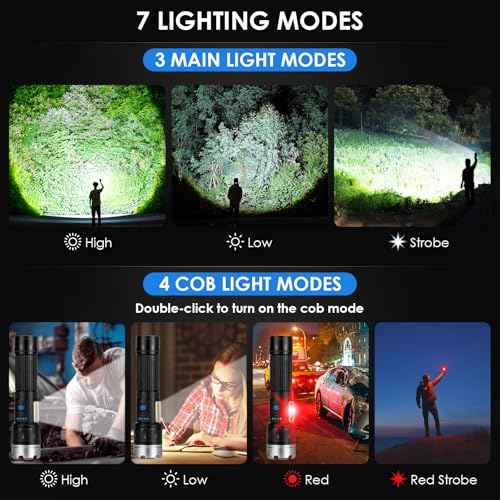 Cinlinso Flashlights High Lumens Rechargeable, 2 Pack 99,000 Lumens Super Bright Flashlight, 7 Modes LED Flashlight, IPX7 Waterproof Powerful Flash Light for Home, Outdoor, Emergencies