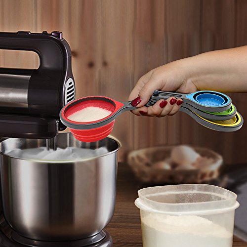 Collapsible Measuring Cups and Spoons Set - 8 Pieces, Multicolor