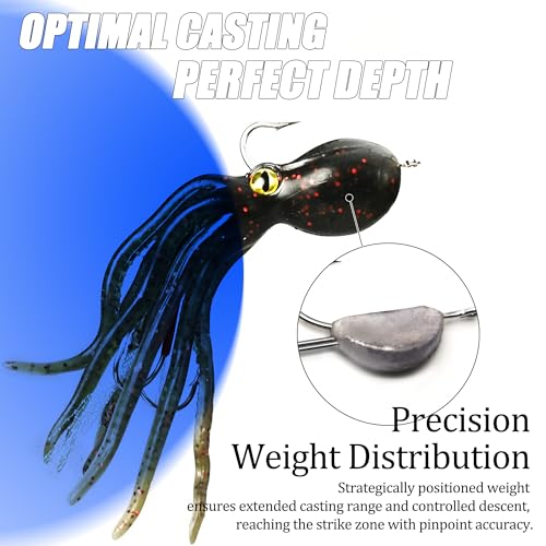 VMSIXVM 5pcs Saltwater Octopus Soft Baits with Luminous Swimbaits - C1-5pcs