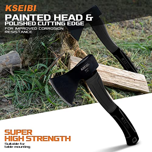 KSEIBI 14-Inch Wood Hatchet, Black, Small Outdoor Camp Axe 274151