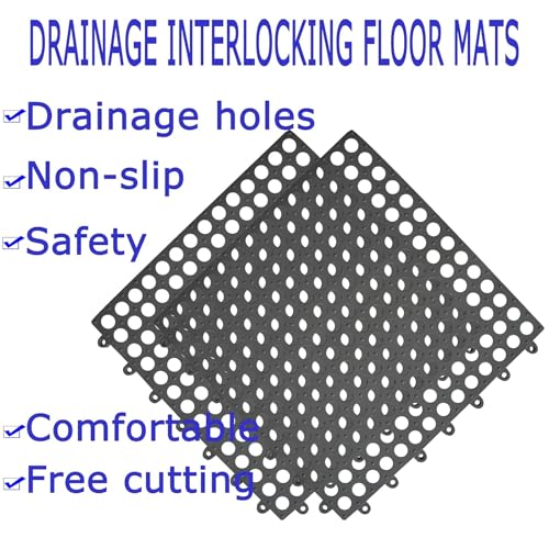 16Pack Drainage Interlocking Tiles, 12¡±x12¡± Non-Slip Pool Bathtub Drain Tiles for Flooring, Soft PVC Splicing Modular Cushion Mat, Vented Floor Tiles for Locker Room Basement Stairs