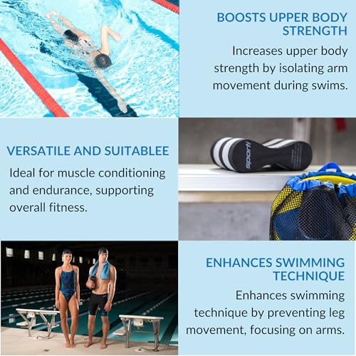 Swim Training Pull Buoy - EVA Foam Leg Float for Upper Body - Black/Blue