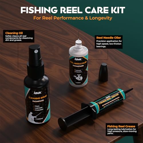 iliaili Fishing Reel Care Kit 3.9oz with Needle Oil & Grease - All-in-One Maintenance Set