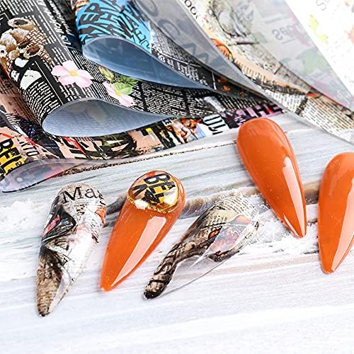 Newspaper Style Nail Art Transfer Foil - 10 Sheets Magazine Print Decals