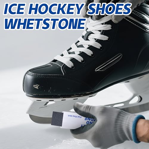 Hockey Skate Sharpening Stones - 2Pcs with PU Cover - Black