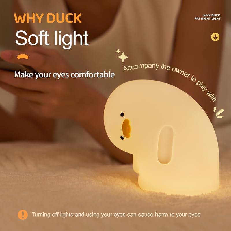 ATCTBOGFS Cute Duck Lamp, Fun LED Squishy Animal Night Light - Chicken/Pig/Rabbit/Panda Options, Toddler Baby Nursery Touch Kawaii Light for Kids, Room/House Decor