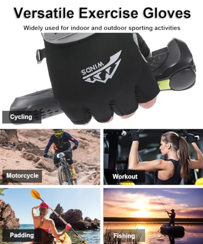 UV Protection Fingerless Gloves for Men & Women - Medium Black