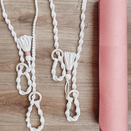 Adjustable Handwoven Yoga Mat Strap - Cotton, Beige