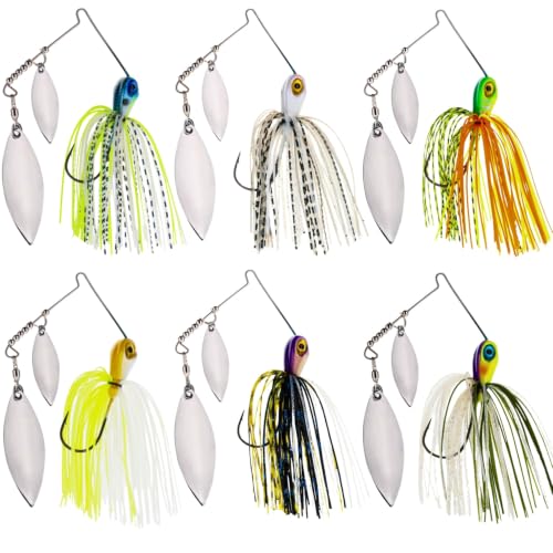 Reaction Tackle Spinner Bait 3-Pack - Compact Fishing Lures with Flash and Vibration for Bass, Trout, Pike, Salmon & Walleye, 3/8 Oz