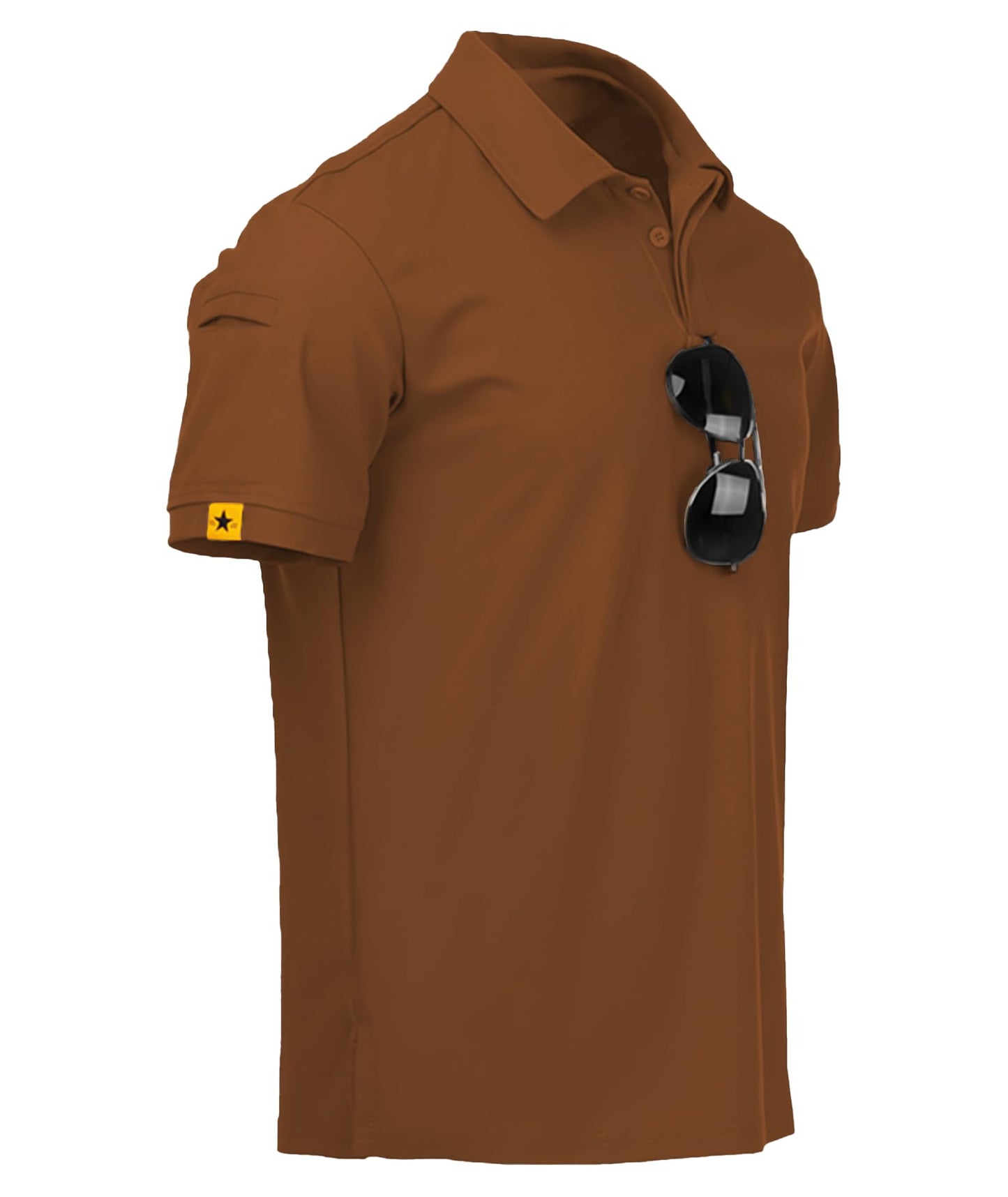 ZITY Mens Polo Shirt Short Sleeve Sports Tactical T-Shirt Athletic Golf Polos Daily Casual Stylish Collared Shirts for Men Light Brown Medium