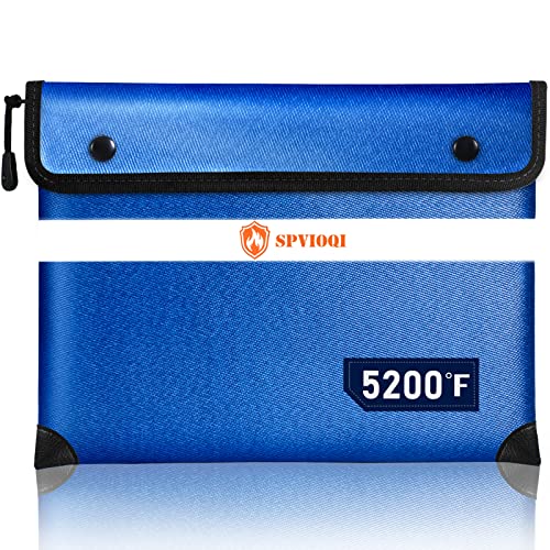 Upgraded Fireproof Document Bag - 5200F Heat Insulated, 14.2"x11" Fireproof Money Bag with 8 Layers of Functional Materials, Water & Fire Proof with Zipper/Metal Snap/Reflective Strip