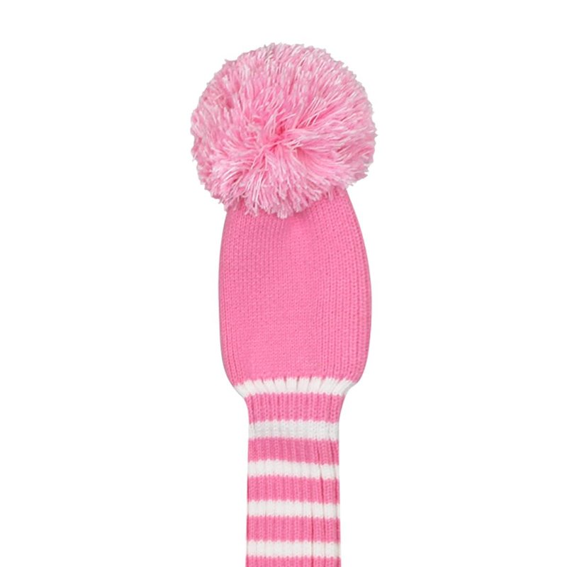 Scott Edward Knit Wood Golf Covers 4 Pieces Handmade Knitted Item Fit Over Well Driver Wood(460cc) Fairway Wood*2 and Hybrid(UT)(Pink Stripe)