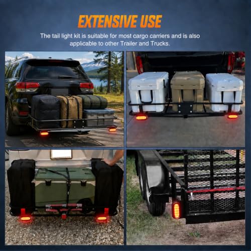Nilight Hitch Cargo Carrier Oval Tail Light Kit 2PCS Red with Mounting Brackets - Trailer Lights w/Wire & Brackets