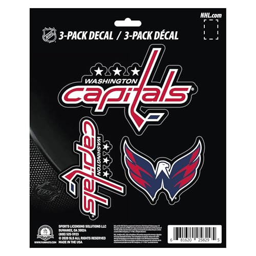 Washington Capitals 3-Piece Decal Set - Durable Vinyl Team Stickers