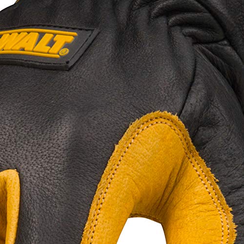 DEWALT Premium Leather Welding Gloves, Fire/Heat Resistant, Gauntlet-Style Cuff, Elastic Wrist