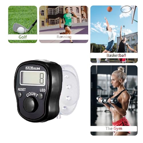 Digital Finger Tally Counter with LED Display - 2 Piece Set Black & White