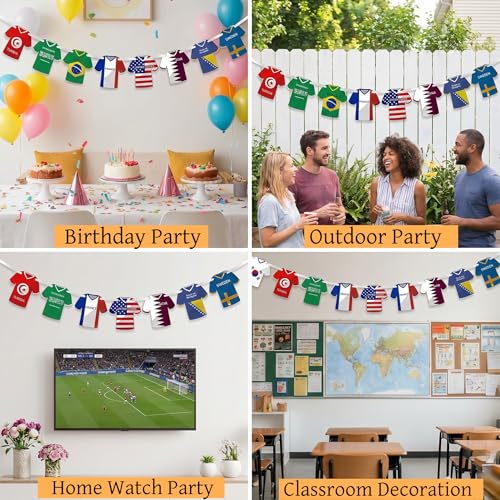 2026 World Soccer Jersey Bunting Banner - 48 Country Flags for Party Decor