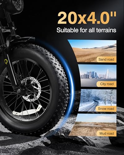 Electric Fat Bike with 1800W Motor & 20" Fat Tires - Black