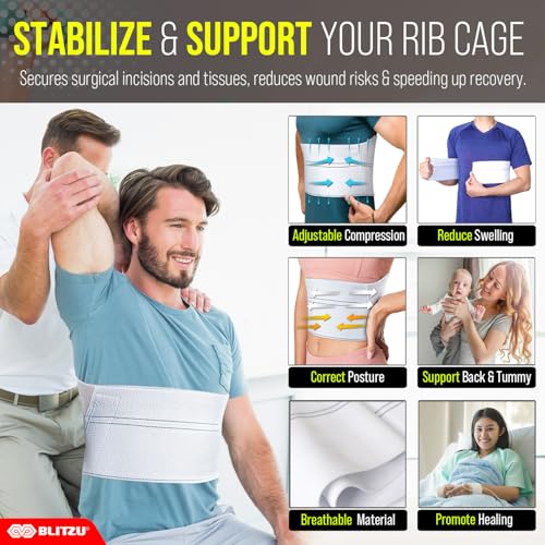 BLITZU Broken Rib Brace for Men & Women Regular Size – Chest Support Compression Wrap