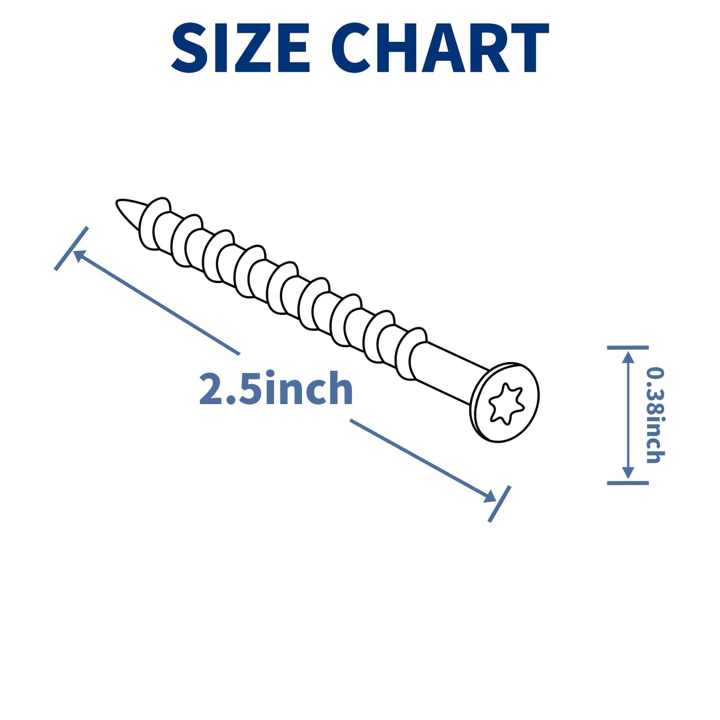 Goobetter Wood Screws 2-1/2 Inch, Deck Screws #10 x 2-1/2", 300 PCS, Rust Resistant, Epoxy Coated, Outdoor Decking Screws, Torx/Star Drive Head, T25 Star Bit Included, Brown