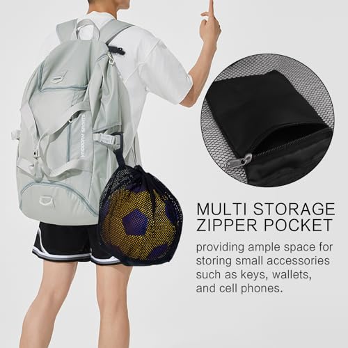 Durable Mesh Ball Bag with Zipper Pocket for Sports Gear