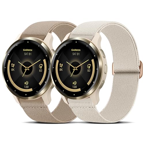 2 Pack 18mm Adjustable Nylon Sport Watch Band - Starlight & Milk Tea
