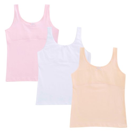 DOCOLL Girls Tank Tops Training Bras for Teens Cotton Sport Bralette Undershirts Tween Bras for Ages 10-12 (3 Pack,Long)