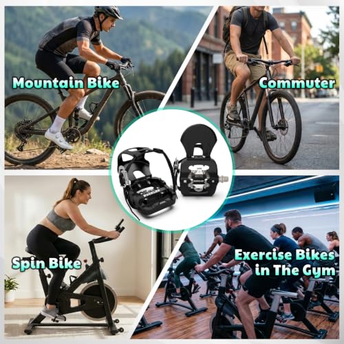 BUCKLOS Bike Toe Clip Cages Pedals Compatible with SPD Cleats&Peloton