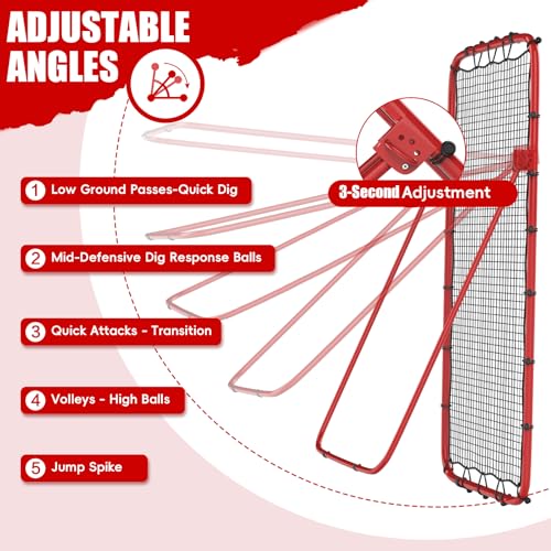 Volleyball Rebounder Net 7x4 Ft with PU Volleyball - Black+Red