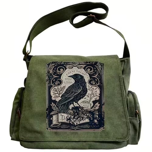 CHICGLOW Raven Pattern Canvas Crossbody Messenger Bag for Women & Men