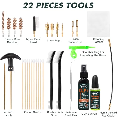 Compact Gun Cleaning Kit with CLP Oil - .22 to .45 Calibers