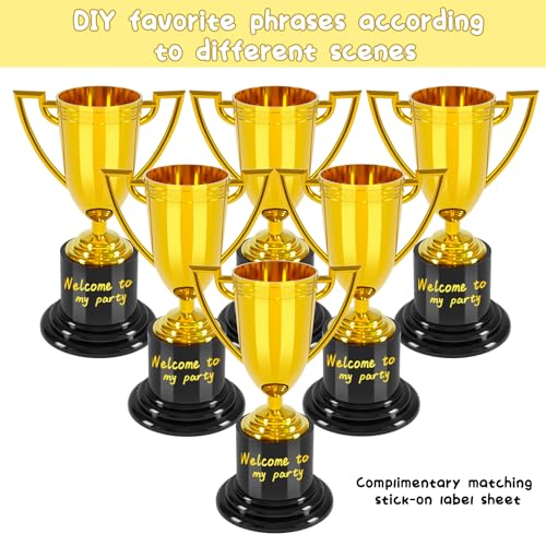 Mini Plastic Trophies - 4 Inch Awards for Kids - 6 Count