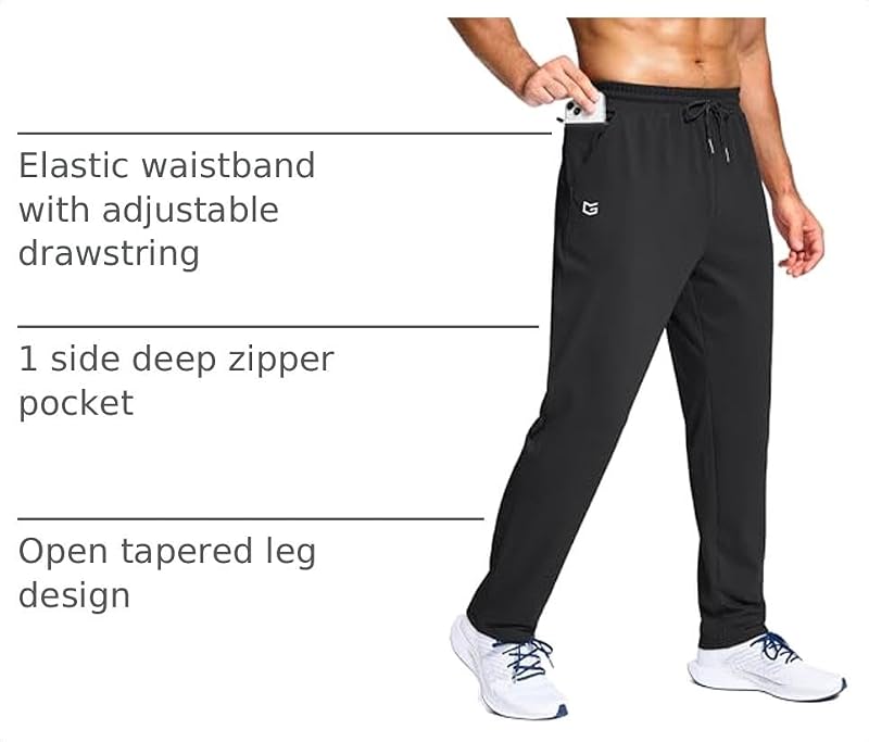 Men's Fleece-Lined Pants with Zipper Pockets - Large Black | G Gradual