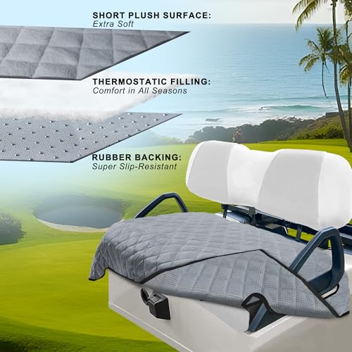 Golf Cart Seat Covers - Thick Plush Towel Blanket, Light Gray