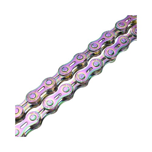 VG SPORTS 6/7/8/9/10/11 Speed Bike Chains, Half Hollow/Full Hollow Lightweight Bicycle Chains for Road Bike/MTB/BMX, Rainbow 116 Links with Missing Link
