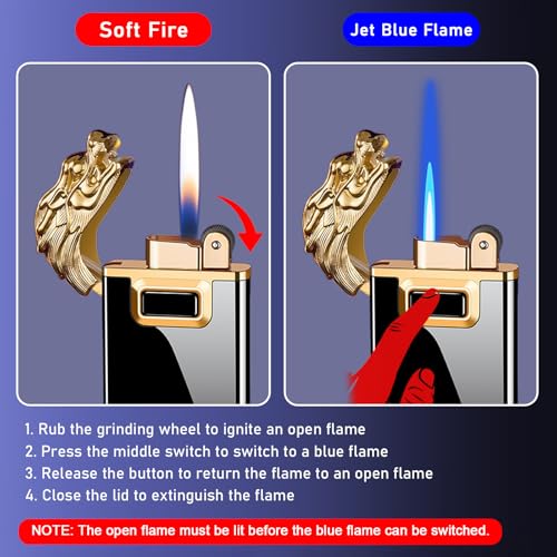Magic Dragon Dual Flame Torch Lighter - Refillable Windproof Design, Black Ice