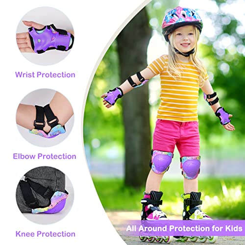 Kids Knee Pads and Elbow Pads Set - Rainbow Unicorn - Small