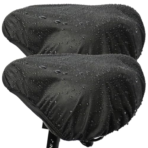 Black Waterproof Bicycle Seat Cover - Rainproof, UV-Resistant, Reusable, Easy Install, for City & Wide Seats (2pcs)