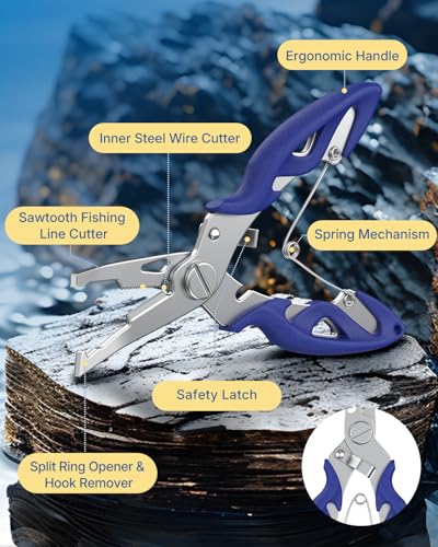 250 Pcs Split Rings and Pliers Kit for Fishing - Blue