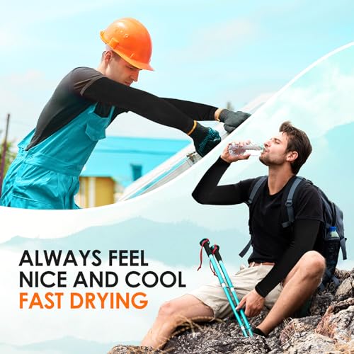 UV Sun Protection Arm Sleeves - 4 Pairs Black for Men & Women