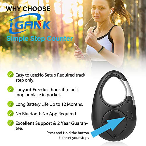 3D Step Counter Pedometer for Walking - Black