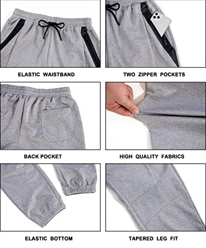 URBEX Men's Grey XL Zipper Pocket Jogger Sweatpants for Gym & Workout