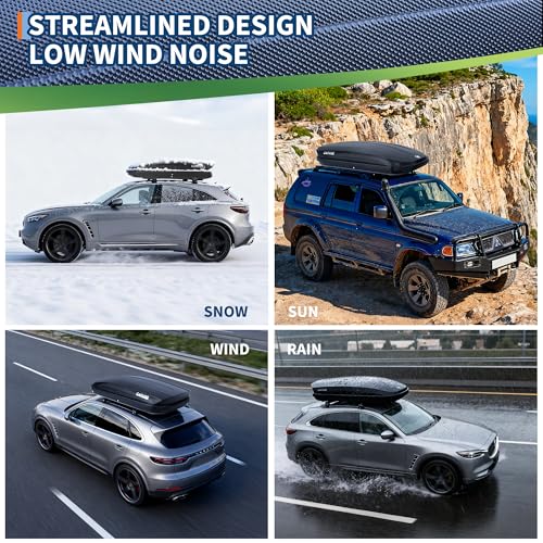 Rooftop Cargo Box Carrier - 12 Cubic Feet Hard-Shell Storage